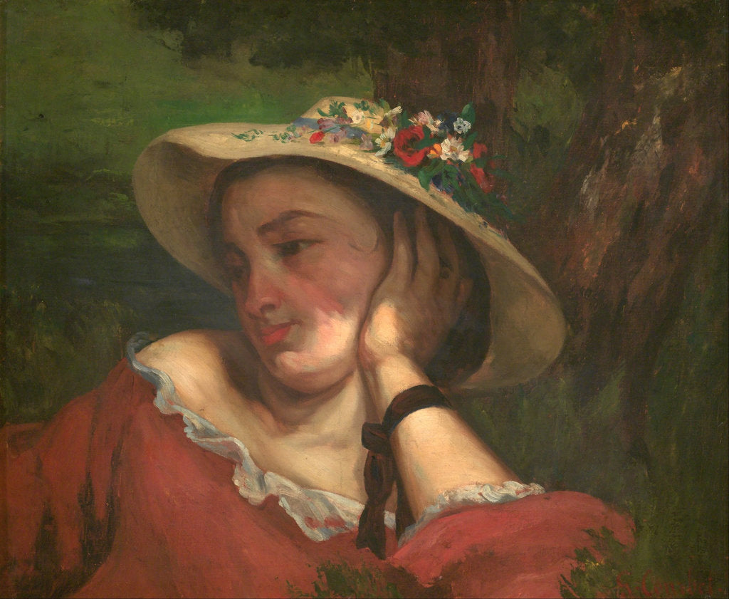 Detail of Woman with Flowers on Her Hat by Gustave Courbet
