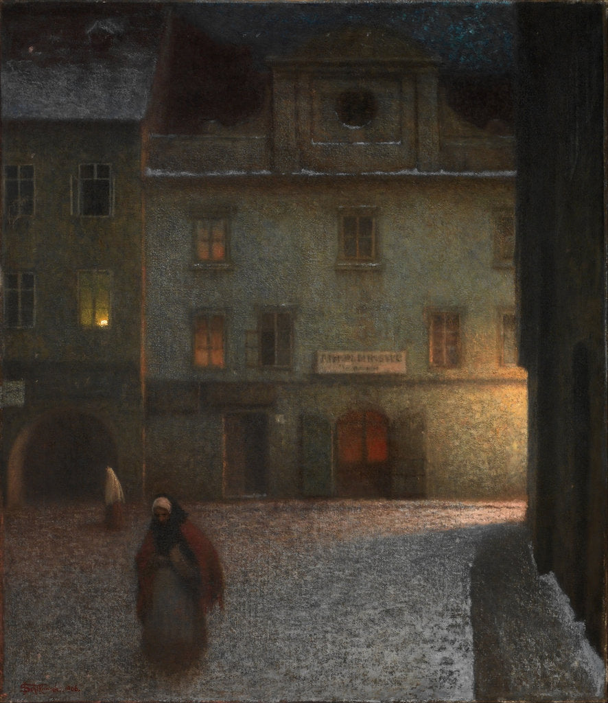 Detail of Evening Street by Jakub Schikaneder