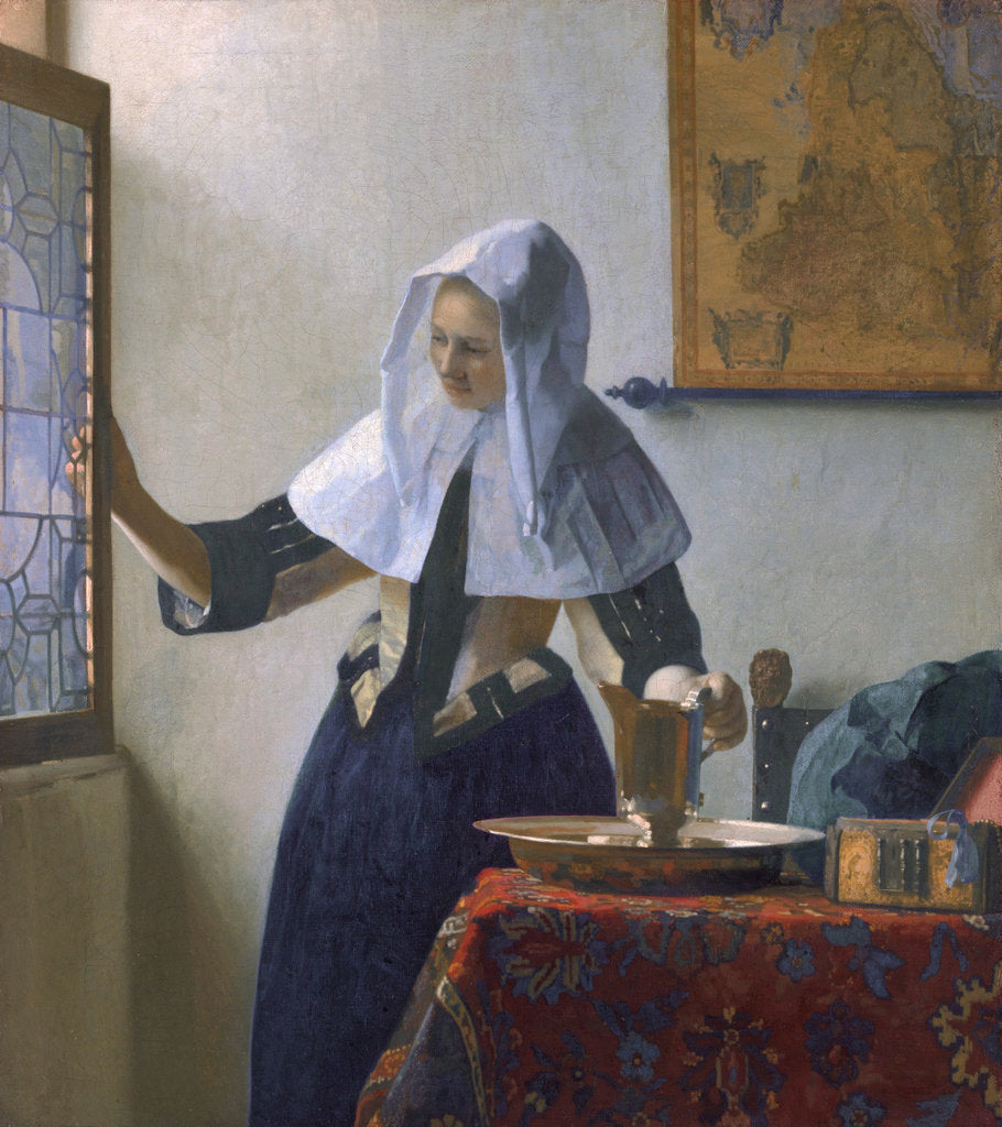 Detail of Young Woman with a Water Pitcher by Jan Vermeer
