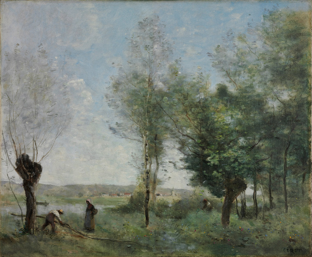 Detail of Memory of Coubron by Jean-Baptiste Camille Corot