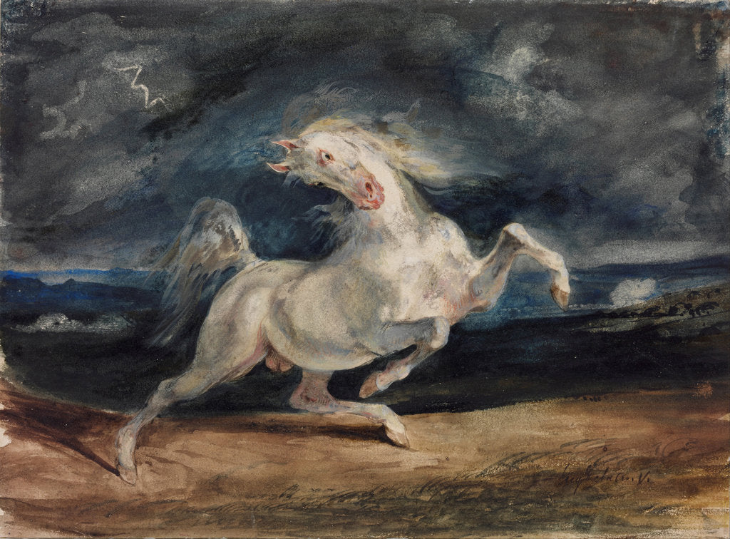 Detail of Horse Frightened by Lightning by Eugène Delacroix
