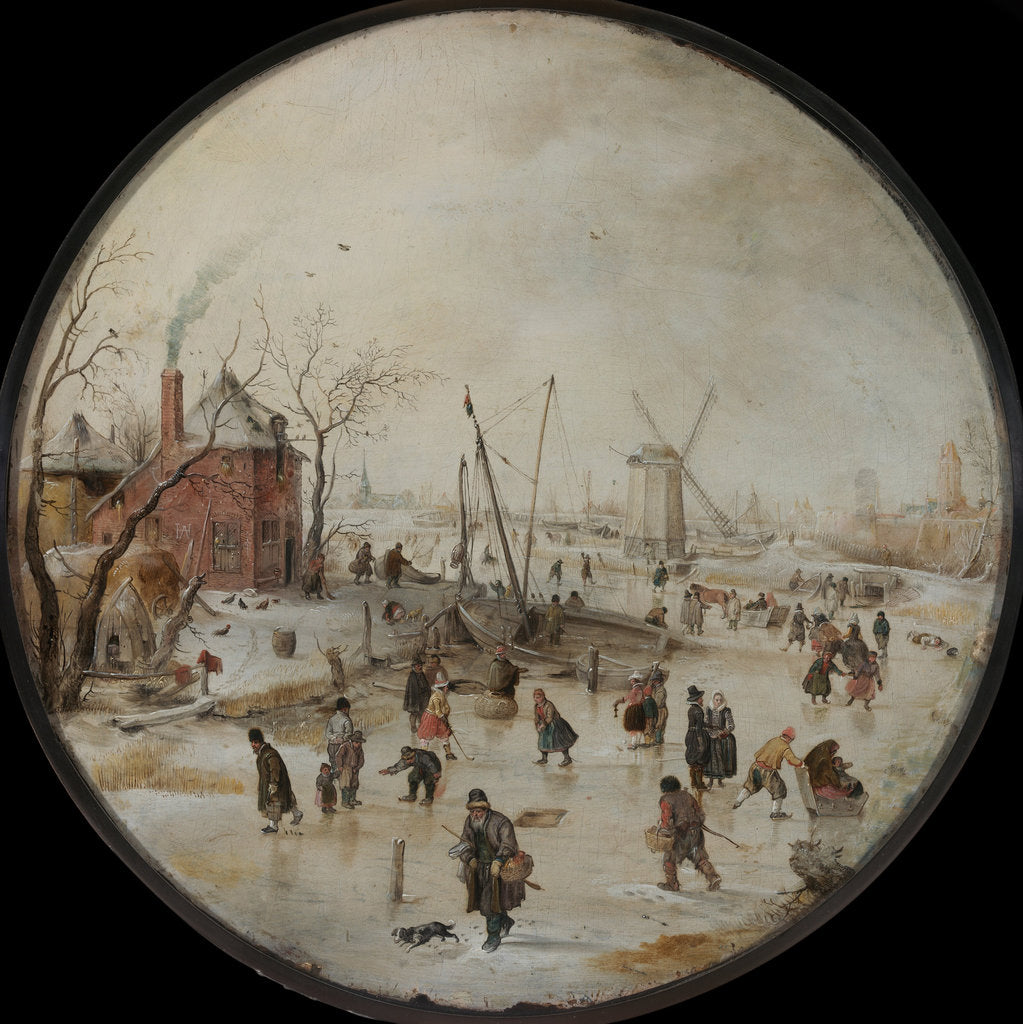 Detail of Frozen River with Skaters by Hendrick Avercamp