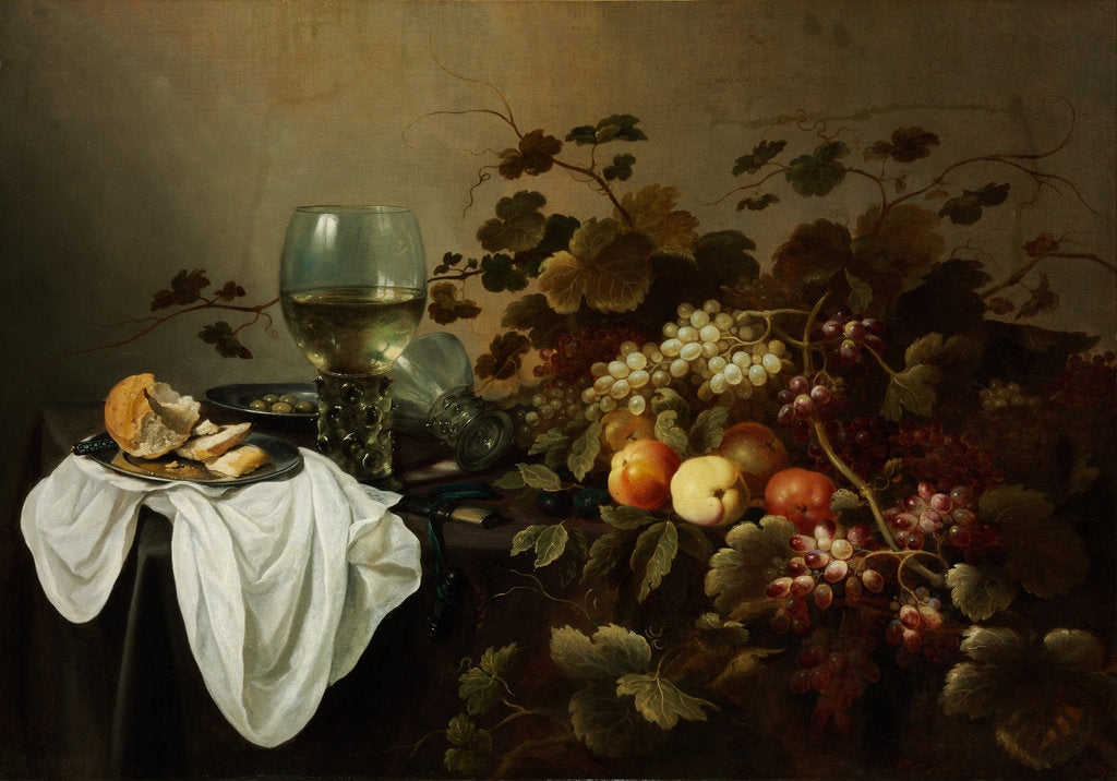 Detail of Still Life with Fruit and Roemer by Pieter Claesz
