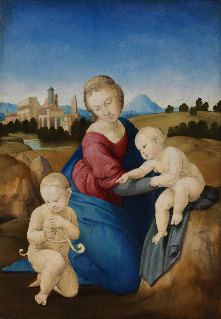 Detail of The Madonna and Child with the Infant Baptist (The Esterházy Madonna) by Raphael