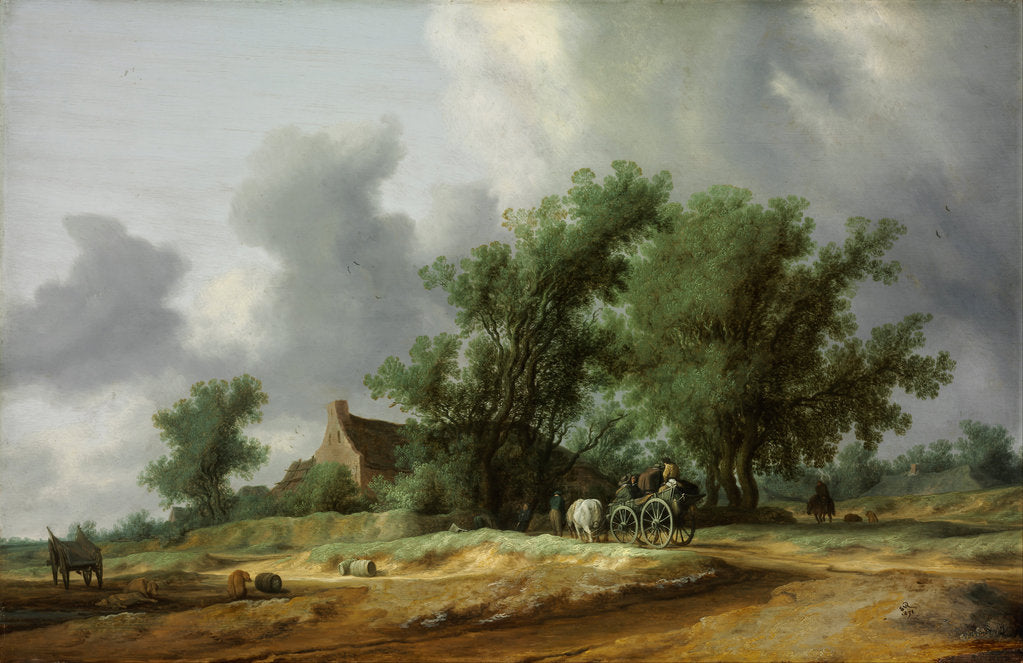 Detail of Road in the Dunes with a Carriage by Salomon Jacobsz van Ruisdael
