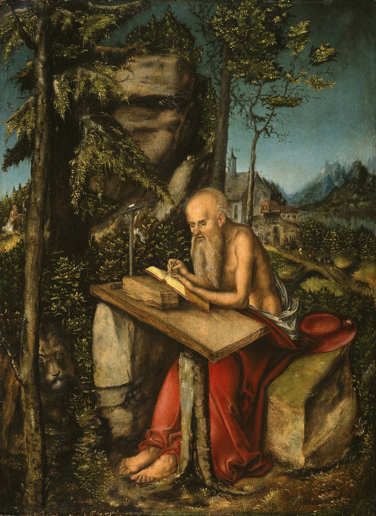 Detail of Saint Jerome in a Rocky Landscape by Lucas Cranach the Elder