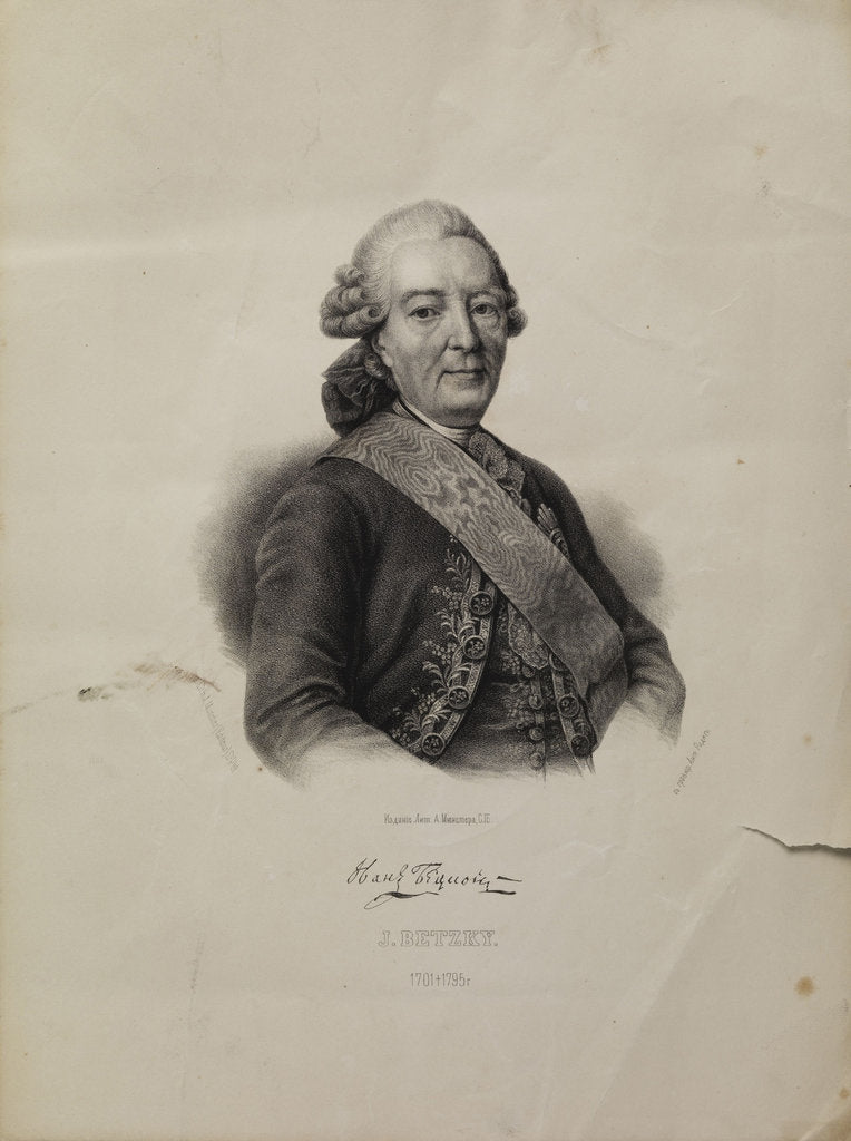 Detail of Portrait of Ivan Ivanovich Betskoi by Pyotr Fyodorovich Borel