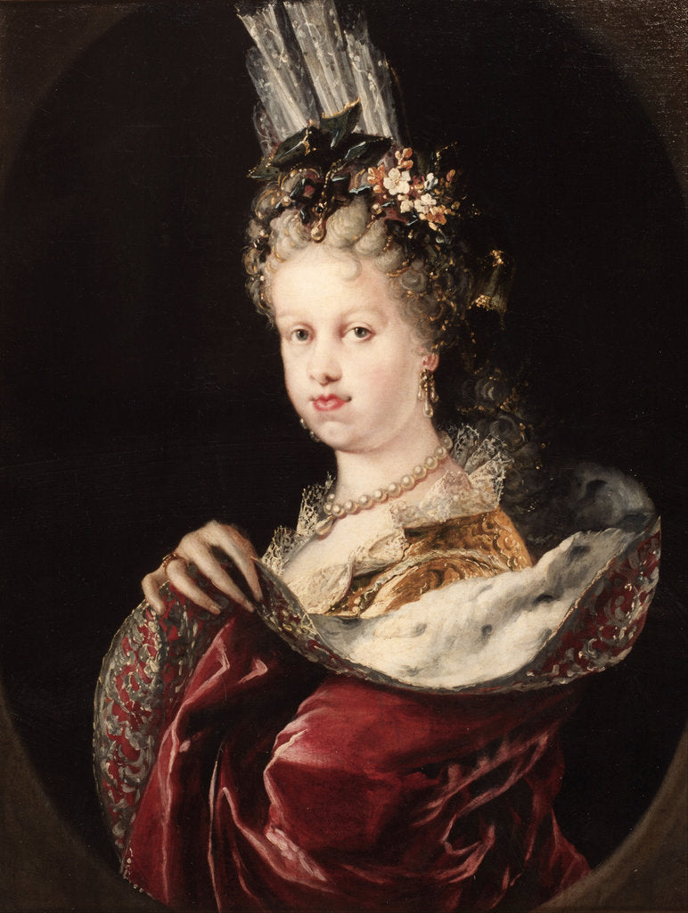 Detail of Portrait of Queen Maria Luisa of Savoy by Miguel Jacinto Meléndez