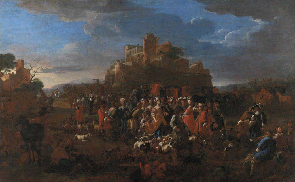 Detail of Charles Emmanuel II, Duke of Savoy and Françoise Madeleine dOrléans with Royal court by Jan Miel
