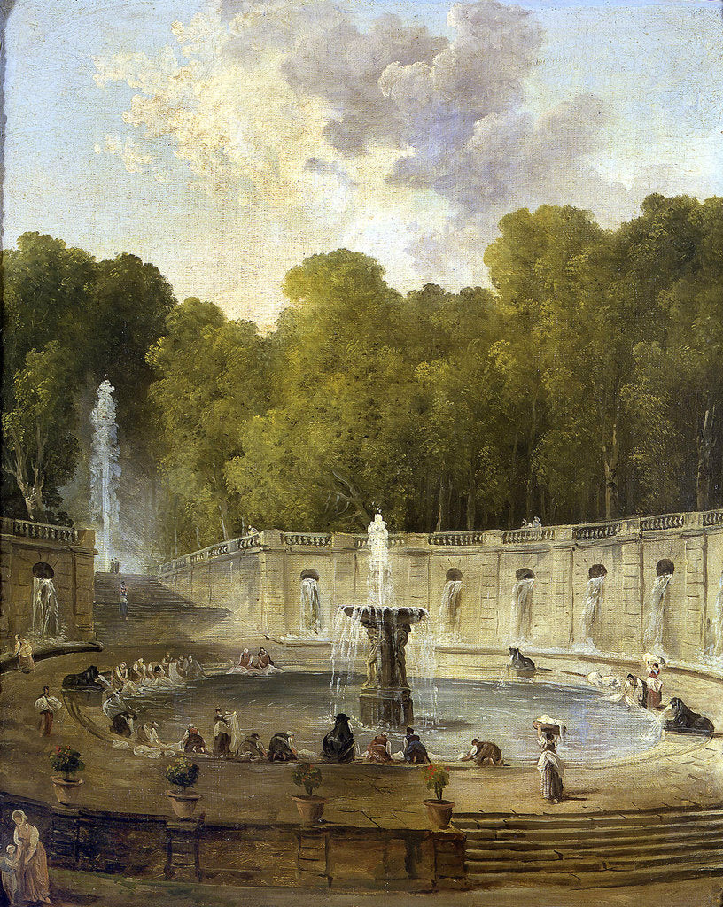 Detail of Washerwomen in a park by Hubert Robert