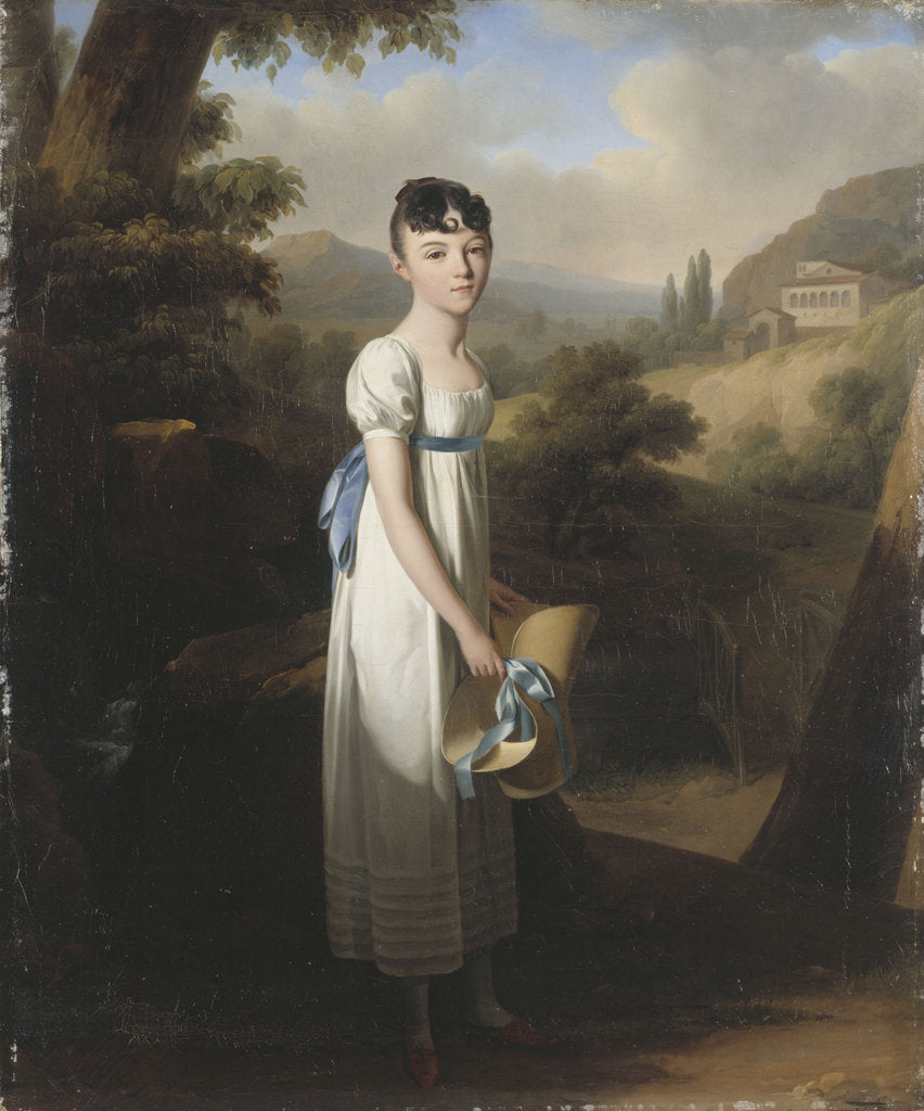 Detail of Portrait of Mademoiselle Athénaïs dAlbenas by Louis-Léopold Boilly