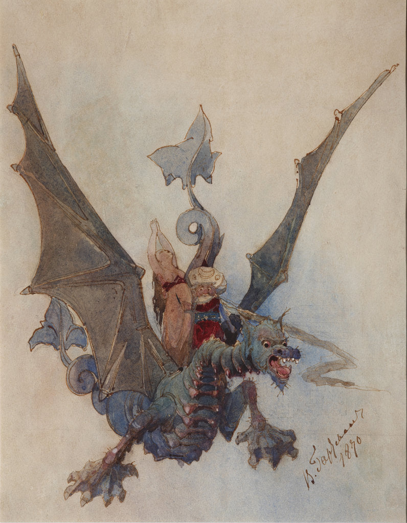 Detail of Chernomor and Lyudmila. Costume design for the opera Ruslan and Lyudmila by M. Glinka by Viktor Alexandrovich Hartmann