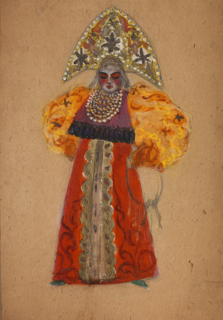 Detail of Costume design for the opera The golden Cockerel by N. Rimsky-Korsakov by Sergei Vasilyevich Malyutin