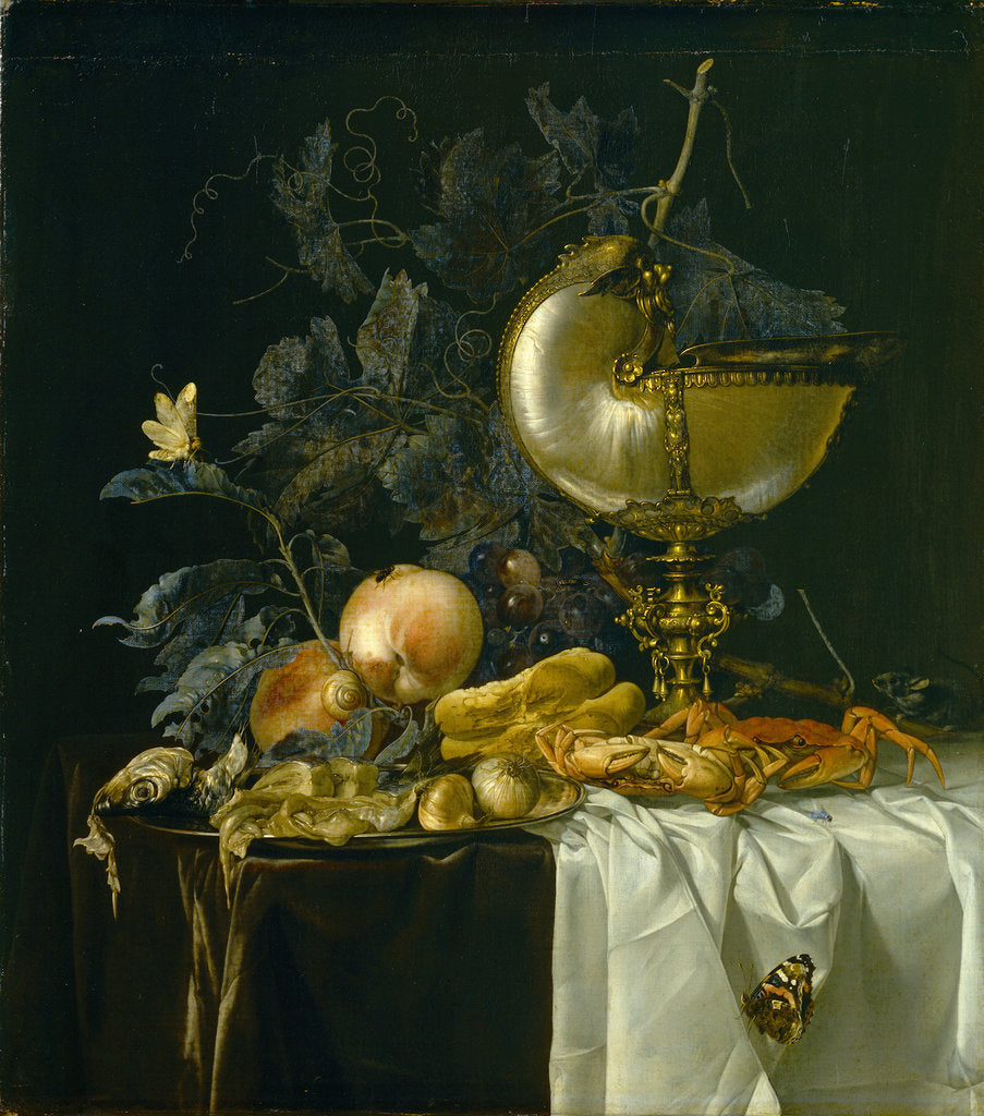 Detail of Still-Life with Nautilus Cup by Willem van Aelst