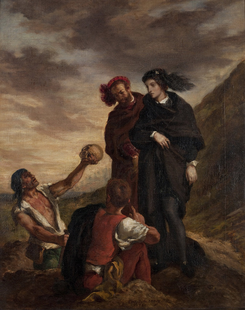 Detail of Hamlet and Horatio in the Graveyard by Eugène Delacroix