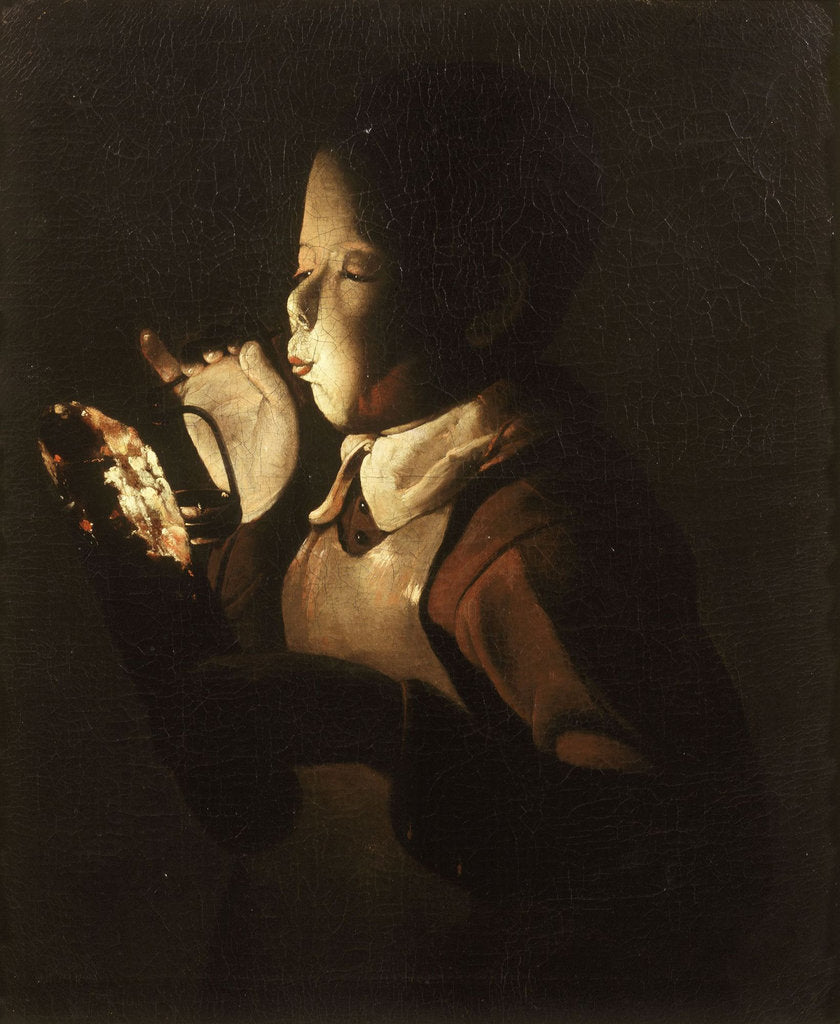 Detail of Boy Blowing at Lamp by Georges de La Tour