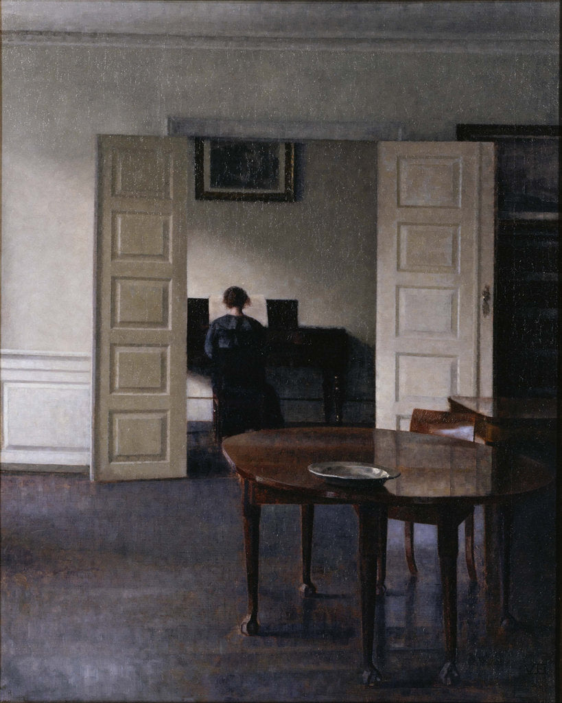 Detail of Interior with Ida Playing the Piano by Vilhelm Hammershøi