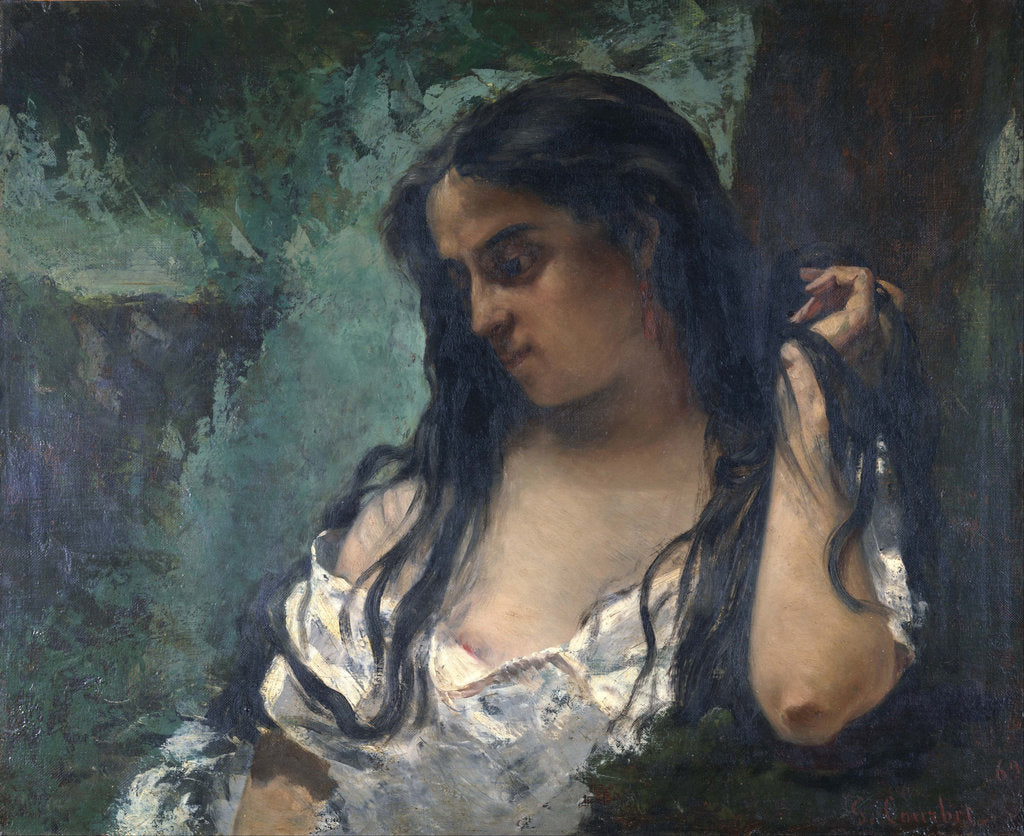 Detail of Gypsy in Reflection by Gustave Courbet