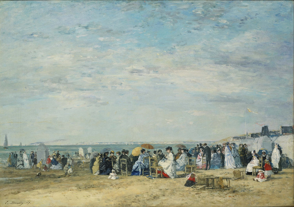 Detail of The Beach at Trouville by Eugène-Louis Boudin