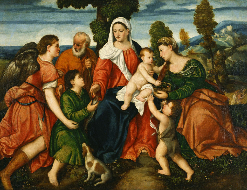 Detail of The Holy Family with Tobias and the Angel, Saint Dorothy, John the Baptist and the Miracle of the Co by Bonifacio Veronese