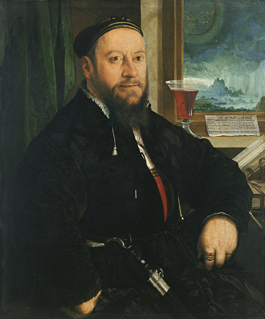 Detail of Portrait of Matthäus Schwarz by Christoph Amberger