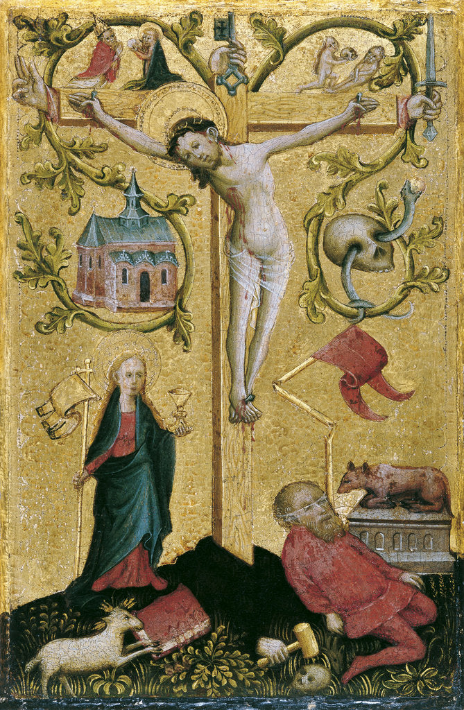 Detail of Christ on the Cross as Redemptor Mundi by Westphalian Master