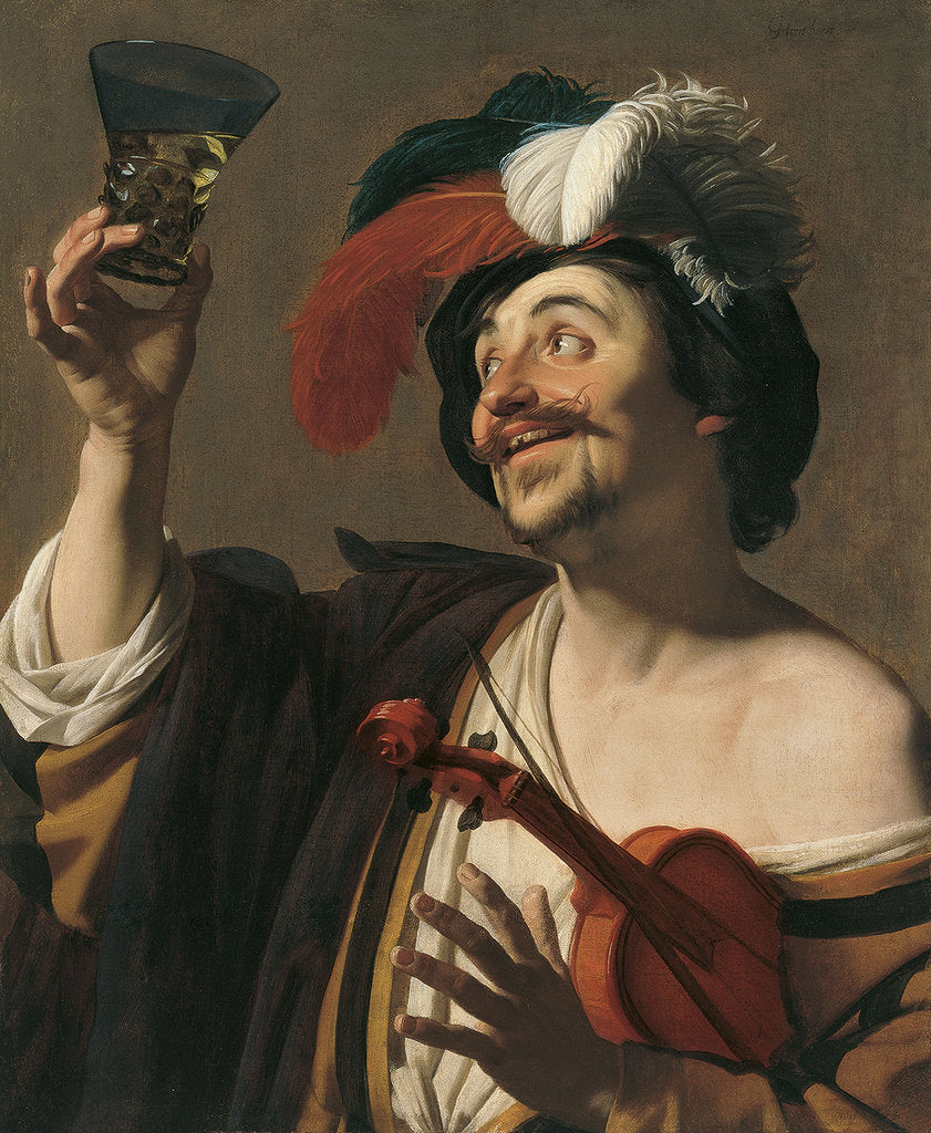 Detail of The happy Violinist by Gerrit van Honthorst