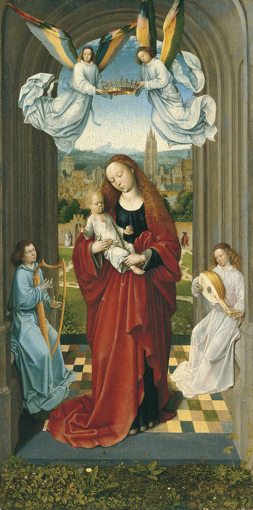 Detail of The Virgin and Child between Angels by Master of the André Madonna