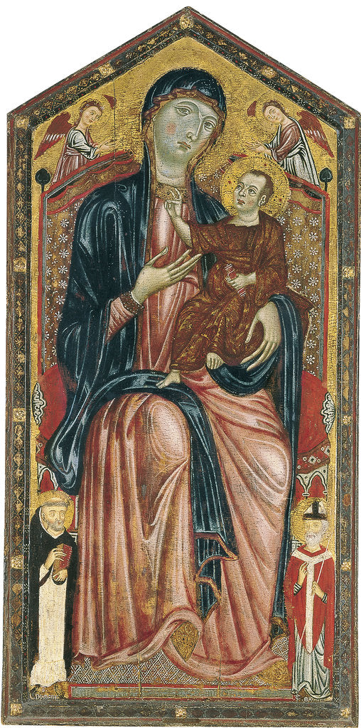 Detail of The Virgin and Child enthroned with Saints Dominic, Martin and two Angels by Master of the Magdalen