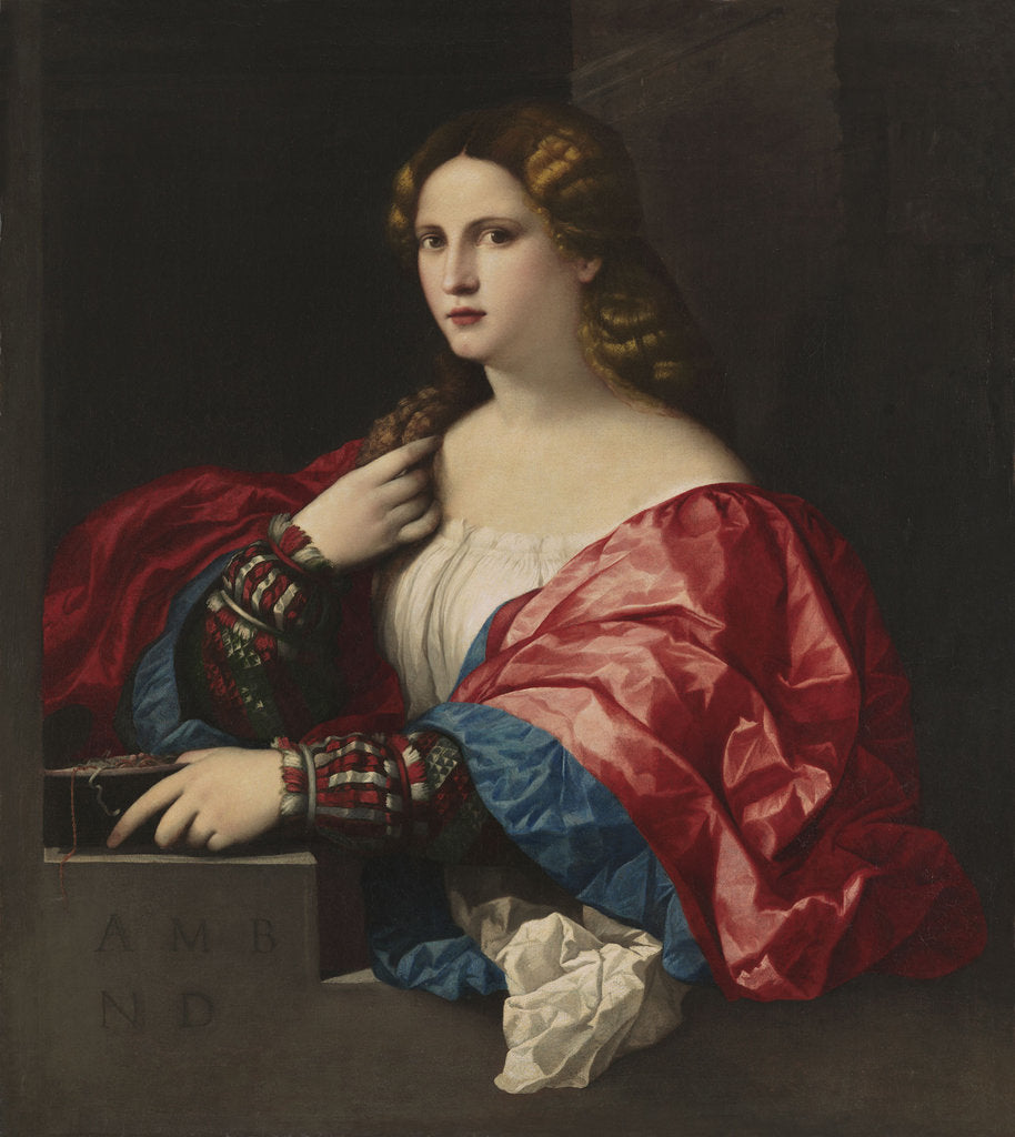 Detail of Portrait of a young woman (La Bella) by Jacopo Palma il Vecchio the Elder