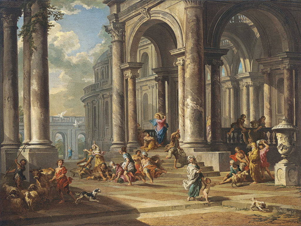 Detail of Christ Driving the Money Changers from the Temple by Giovanni Paolo Panini