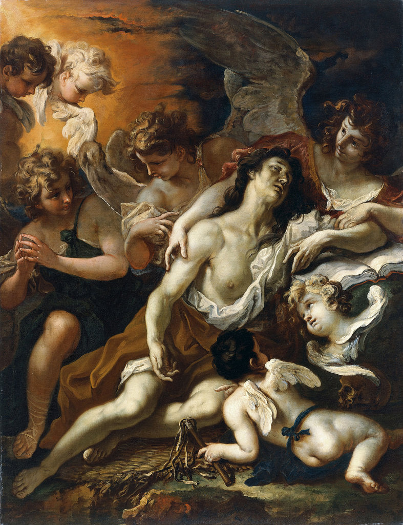 Detail of Saint Mary Magdalen surrounded by angels by Sebastiano Ricci