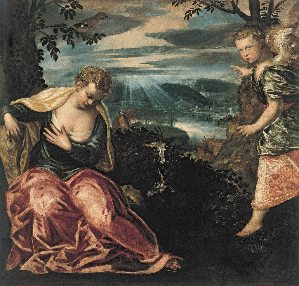 Detail of The Annunciation to Manoahs Wife by Jacopo Tintoretto