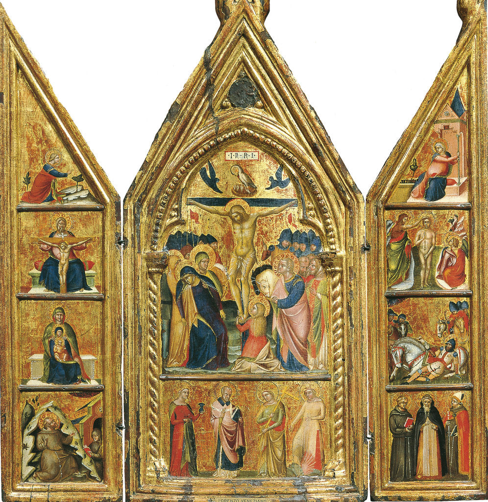 Detail of Portable Triptych with a central Crucifixion by Lorenzo Veneziano