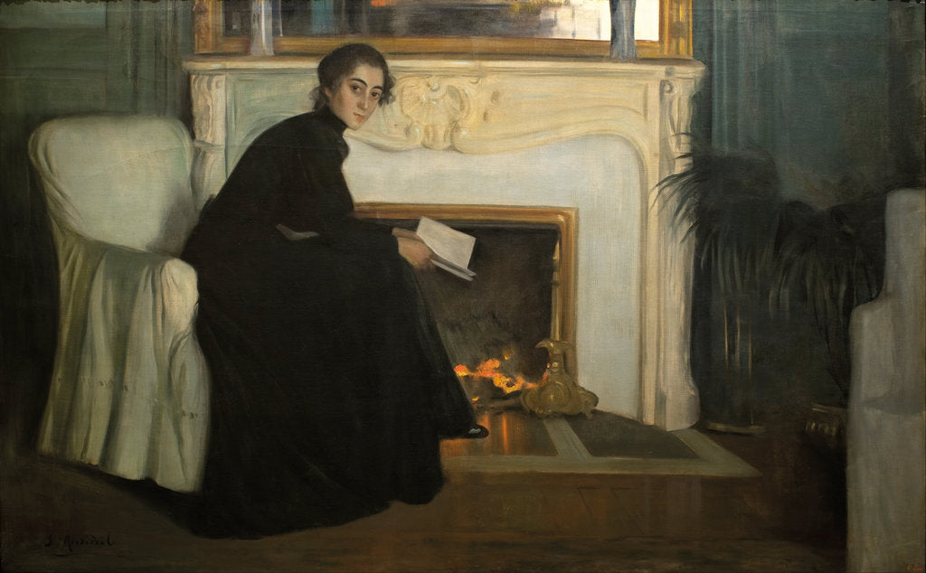 Detail of Romantic Novel by Santiago Rusiñol