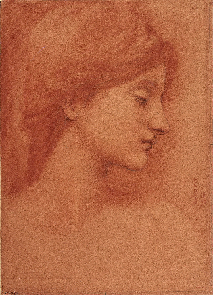 Detail of Female Head by Sir Edward Coley Burne-Jones