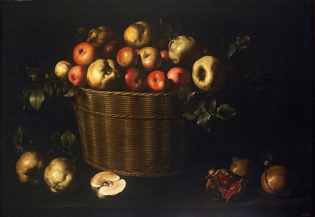 Detail of Basket with Apples, Quinces and Pomegranates by Juan de Zurbarán