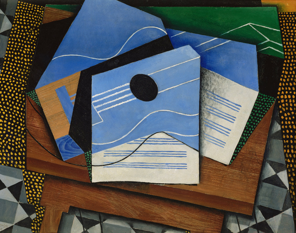 Detail of Guitar on a table by Juan Gris