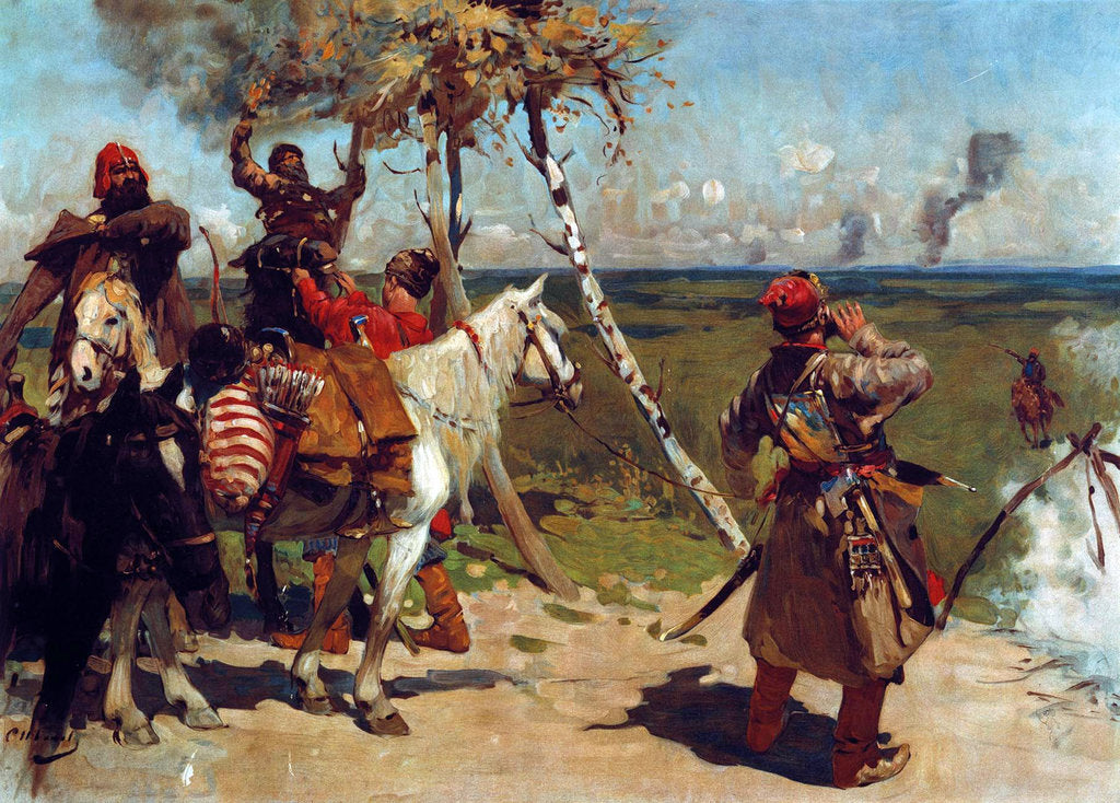 Detail of On the border guard of Muscovy by Sergei Vasilyevich Ivanov