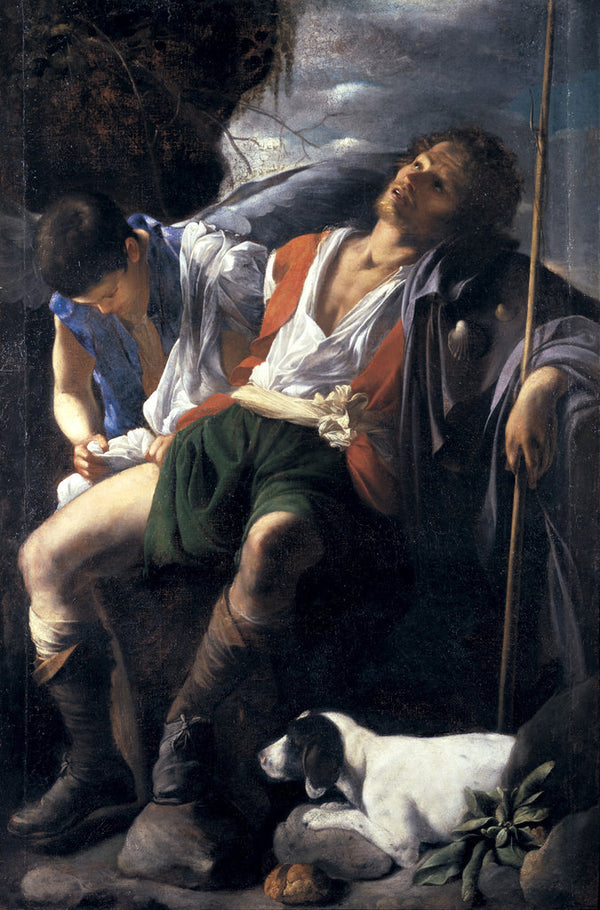 Saint Roch Comforted by an Angel posters & prints by Carlo Saraceni