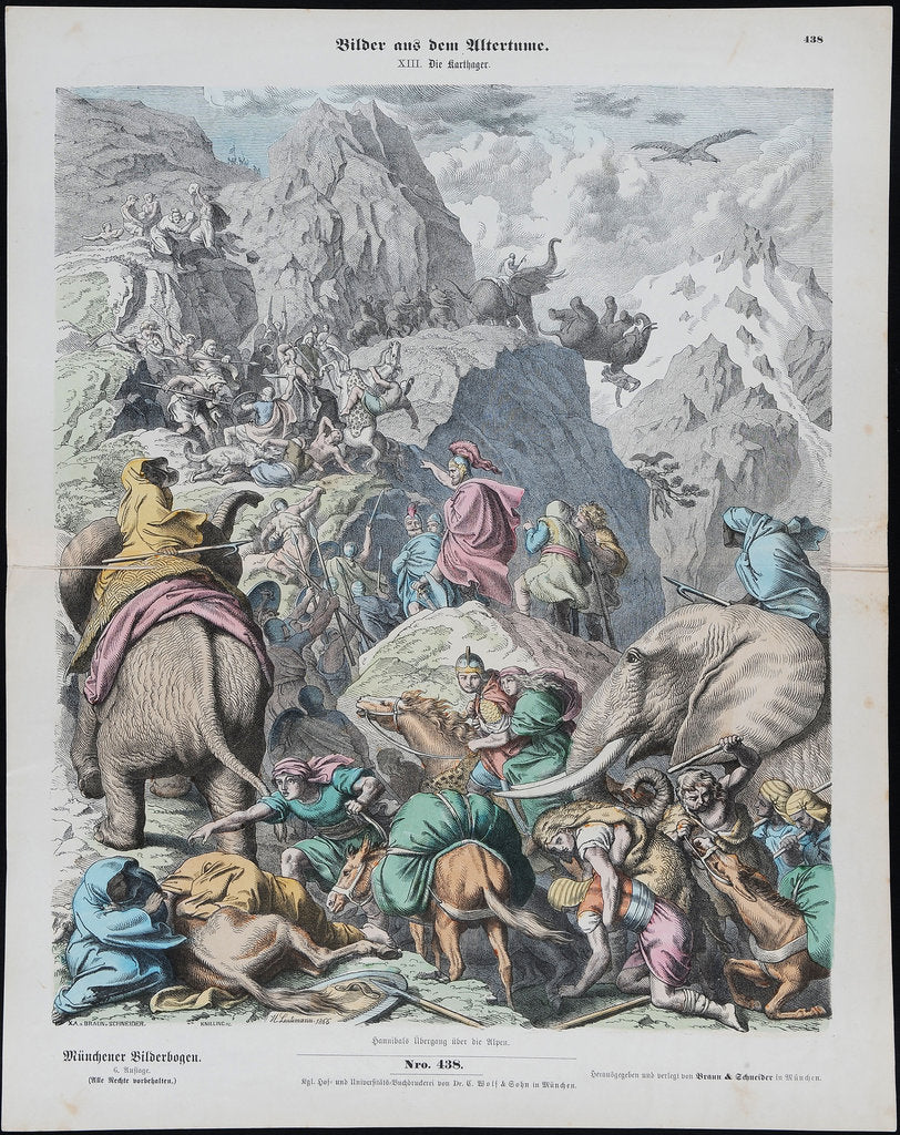 Detail of Hannibal Crosses the Alps (from Münchener Bilderbogen) by Gottlob Heinrich Leutemann