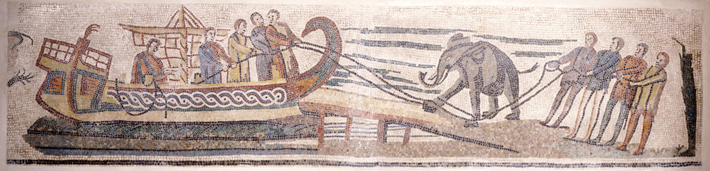 Detail of Boarding an elephant on a ship by Classical Antiquities