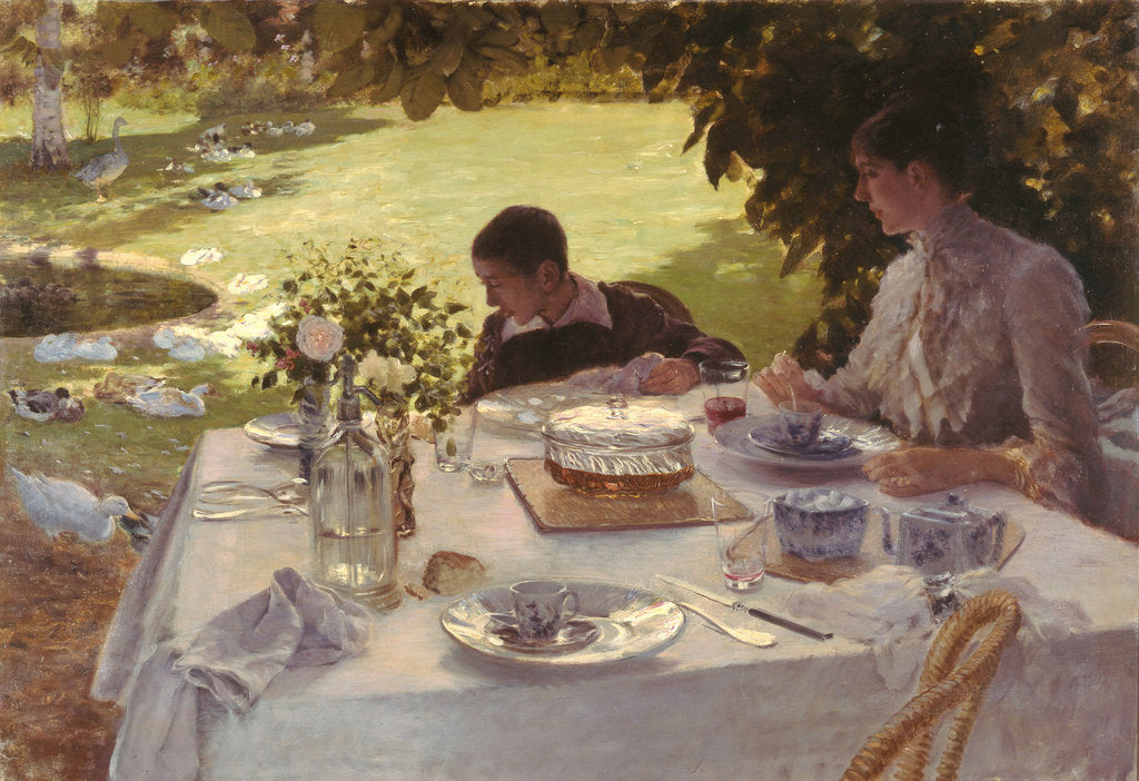 Detail of Breakfast in the garden by Giuseppe De Nittis