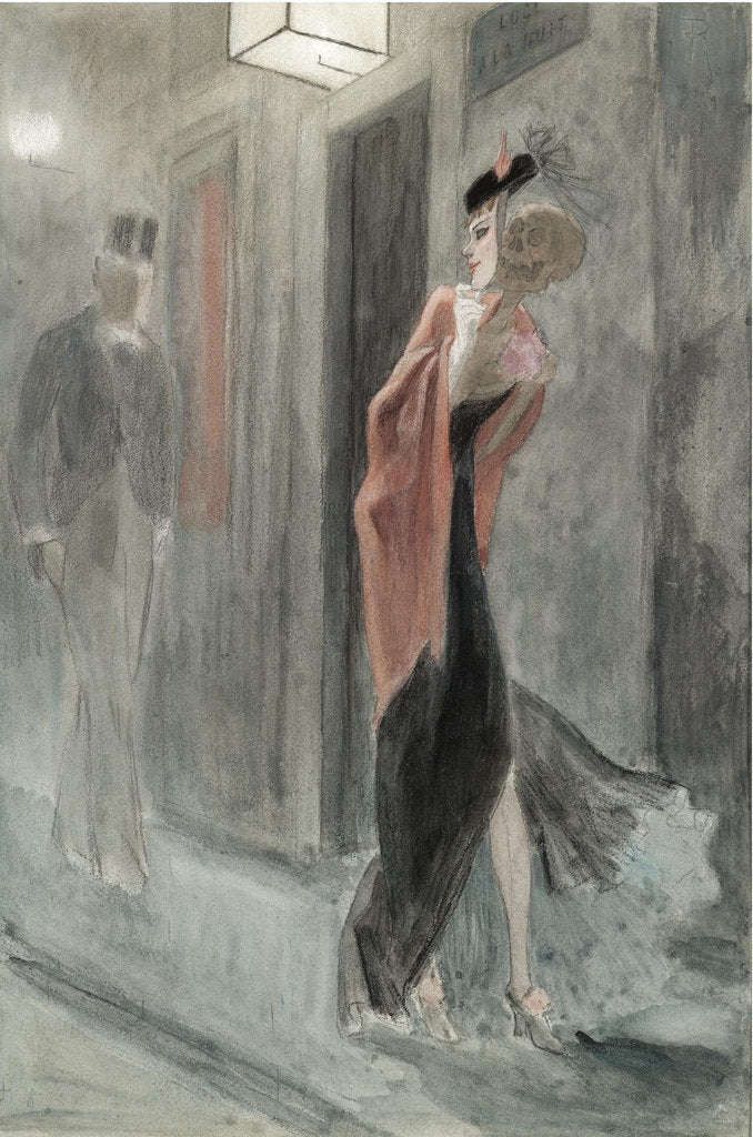 Detail of Street corner, four in the morning (Parodie humaine) by Félicien Rops