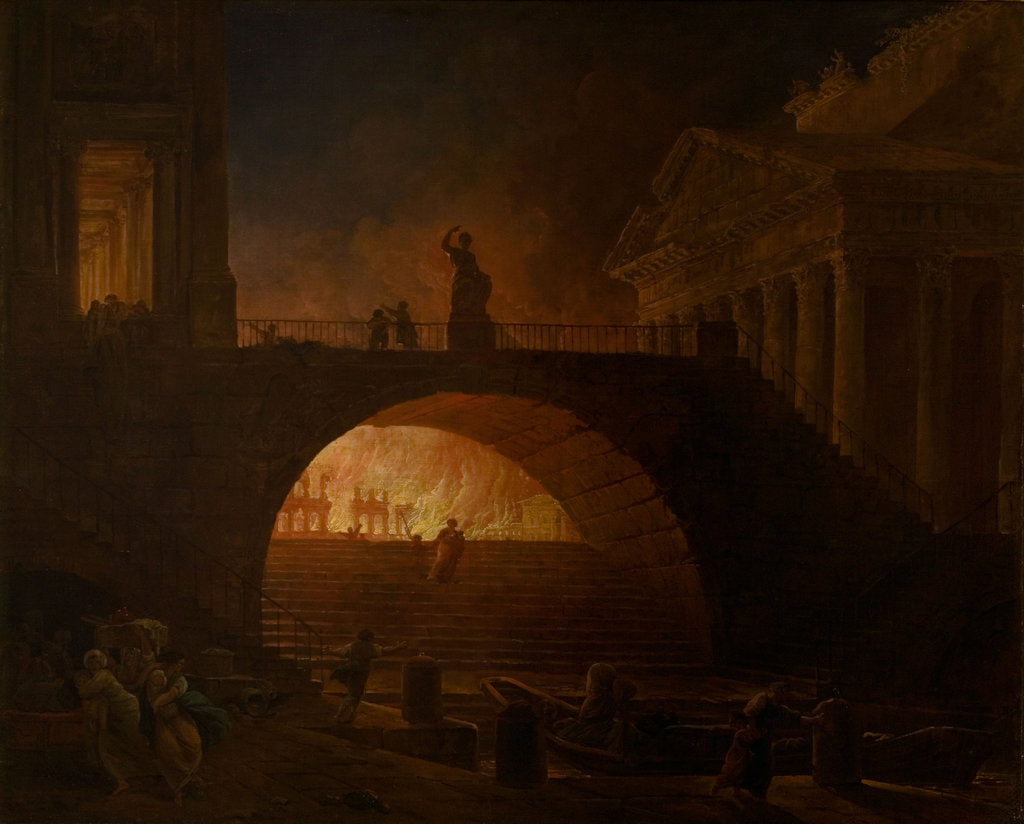 Detail of The Burning of Rome by Hubert Robert