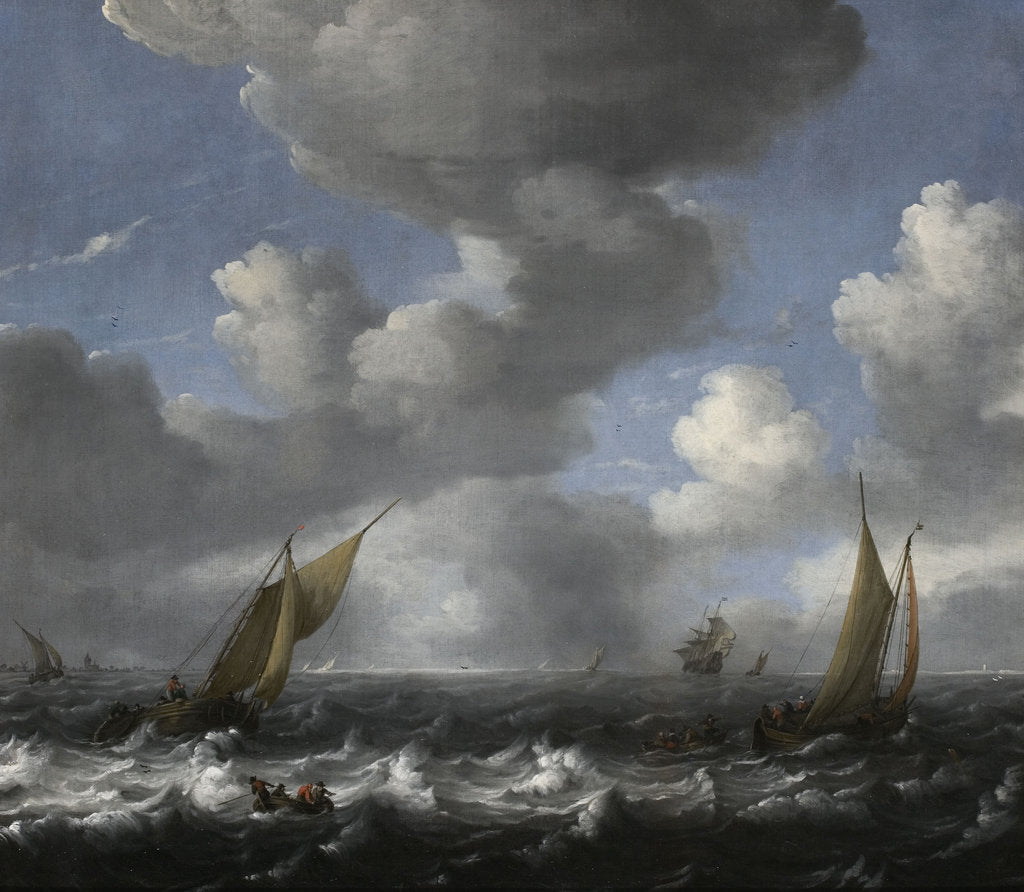Detail of Seascape with Fishing Boats by Ludolf Bakhuizen