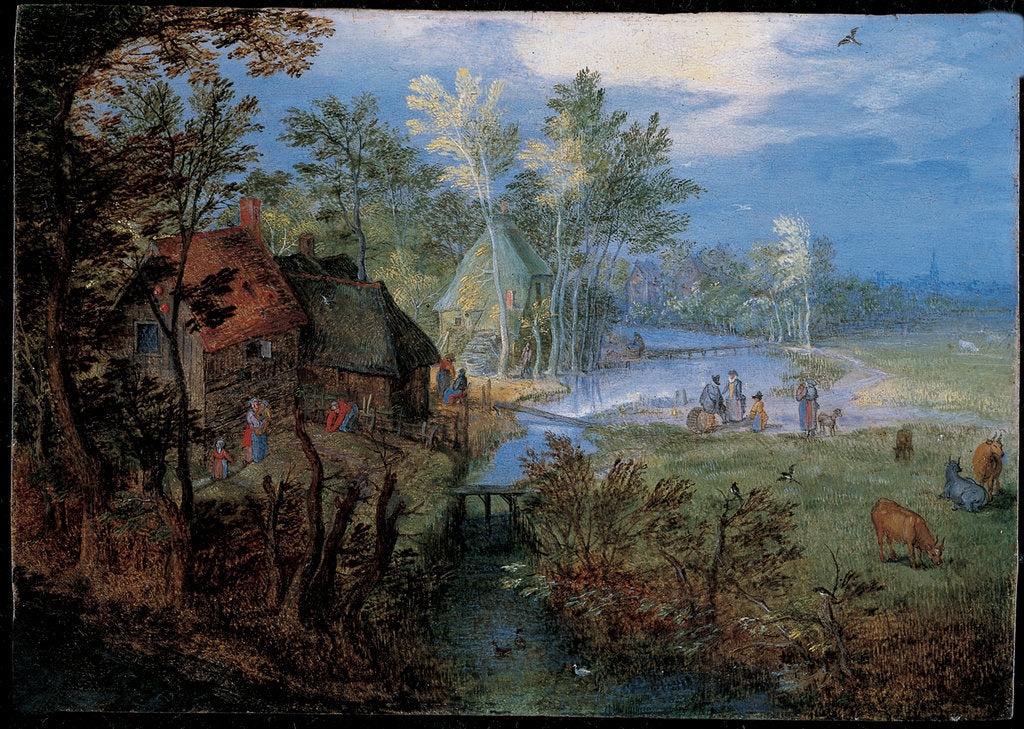 Detail of Village with peasants and animals by Jan Brueghel the Elder