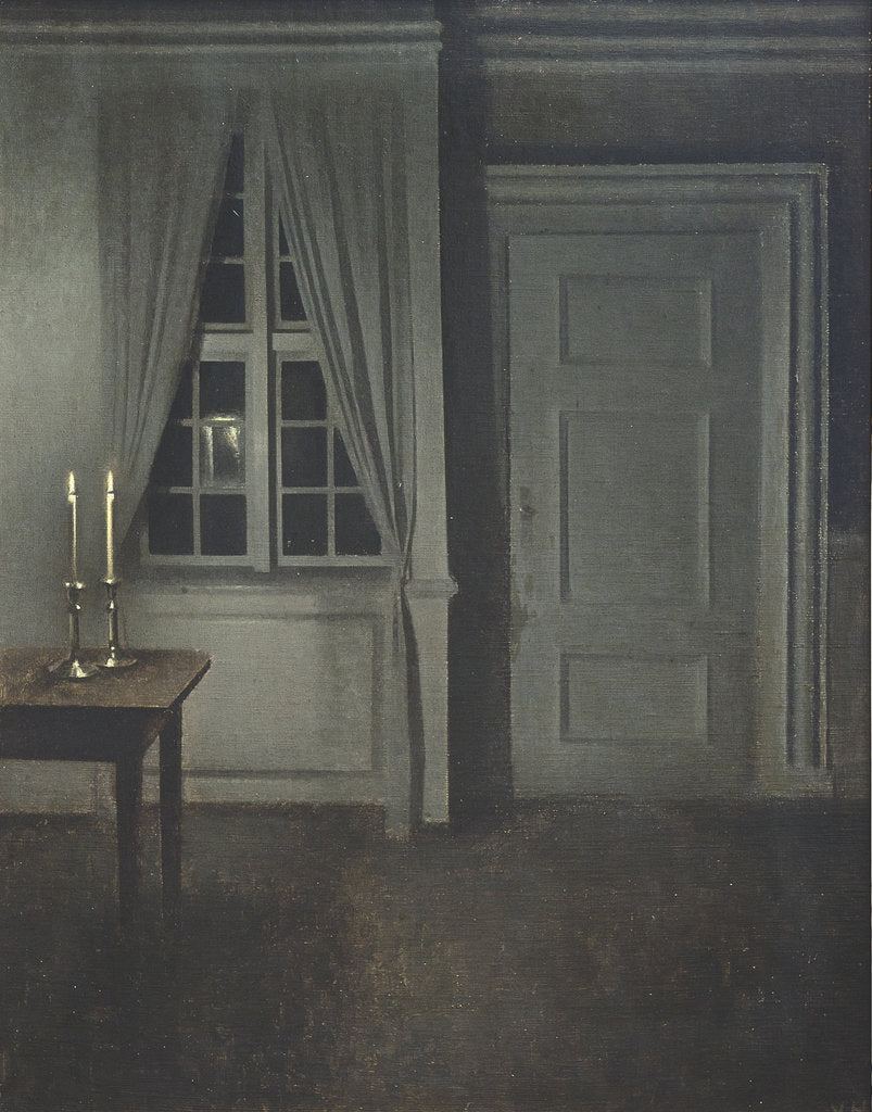 Detail of Interior with Two Candles by Vilhelm Hammershøi