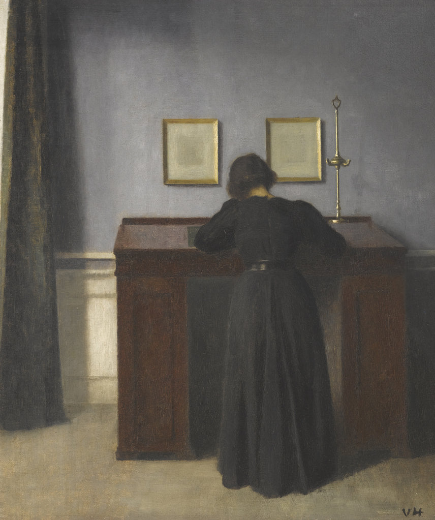 Detail of Ida Standing at a Desk by Vilhelm Hammershøi