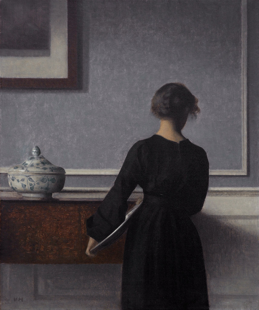 Detail of Interior with Young Woman from Behind by Vilhelm Hammershøi